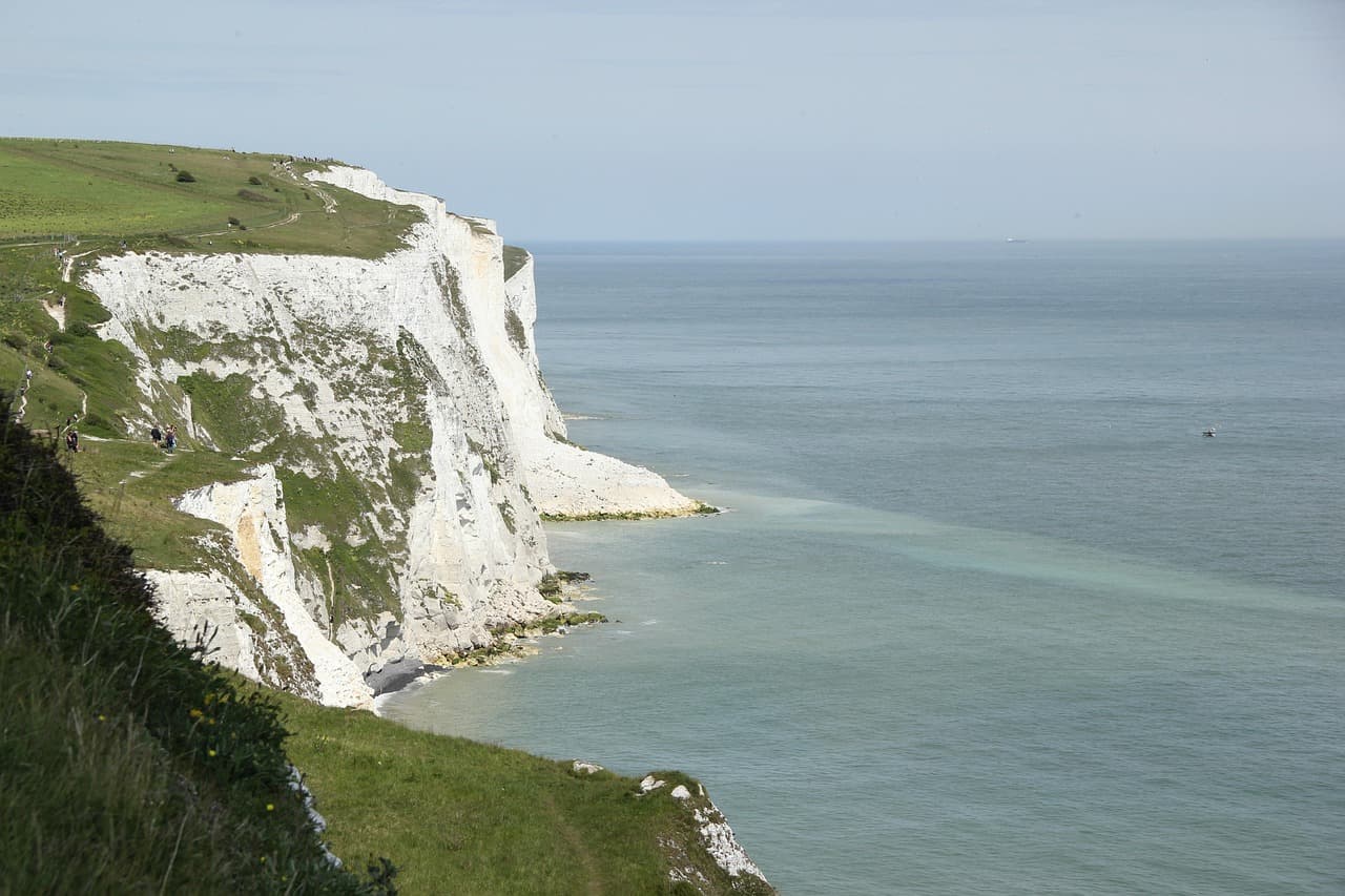 The white cliffs of Kent, looking out across the Channel